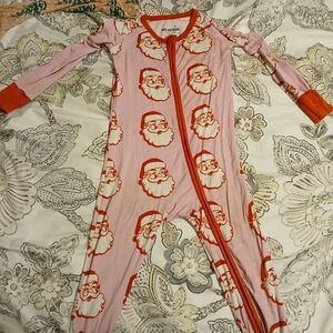 Velvet Kids Pajamas with Santa Design in Pink and Red